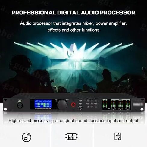 Digital Audio Processor, 2-In/6-Out Audio Speaker Frequency Division System with LCD Screen and Level Indicator for DJ Studio in Kuwait
