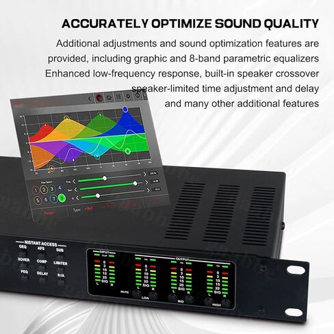 Digital Audio Processor, 2-In/6-Out Audio Speaker Frequency Division System with LCD Screen and Level Indicator for DJ Studio in Kuwait