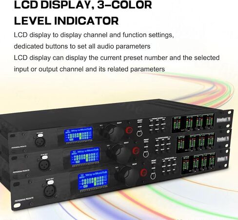 Digital Audio Processor, 2-In/6-Out Audio Speaker Frequency Division System with LCD Screen and Level Indicator for DJ Studio in Kuwait