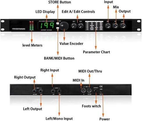 Digital Audio Processor - Quad-Core DSP Multi-Effects with 199 Presets, MIDI Compatibility, and 24-Bit Signal Processing for Studio Recording and Live Performance in Kuwait