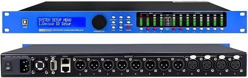 COYEUX Professional Audio Processor, 4-In/8-Out, All-in-One Matrix System with 31-Band Equalizer, Crossover, Mixer, with LCD Screen and Level Indicator, Can Set Via a PC, for Studio in Saudi Arabia