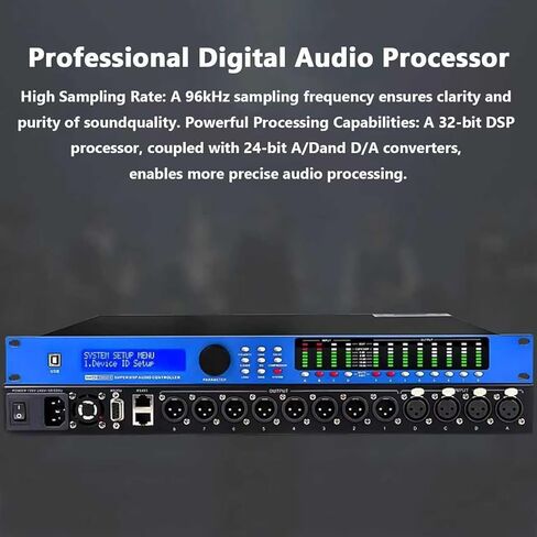 COYEUX Professional Audio Processor, 4-In/8-Out, All-in-One Matrix System with 31-Band Equalizer, Crossover, Mixer, with LCD Screen and Level Indicator, Can Set Via a PC, for Studio in Saudi Arabia