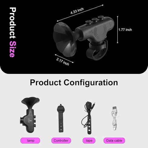 بوق الدراجة الكهربائية، جرس دراجة إلكتروني مقاوم للماء بقوة 120 ديسيبل مع بطارية قابلة للشحن 300 مللي أمبير في الساعة | بوق الدراجة للمقود | أجراس سهلة التركيب للبالغين والأطفال والدراجات الجبلية والدراجات الإلكترونية - أسود in Kuwait