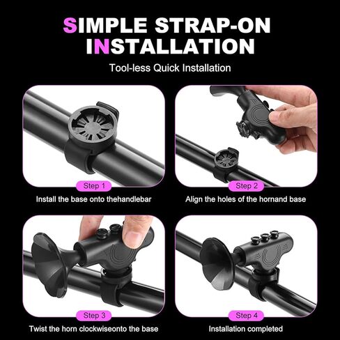 بوق الدراجة الكهربائية، جرس دراجة إلكتروني مقاوم للماء بقوة 120 ديسيبل مع بطارية قابلة للشحن 300 مللي أمبير في الساعة | بوق الدراجة للمقود | أجراس سهلة التركيب للبالغين والأطفال والدراجات الجبلية والدراجات الإلكترونية - أسود in Kuwait