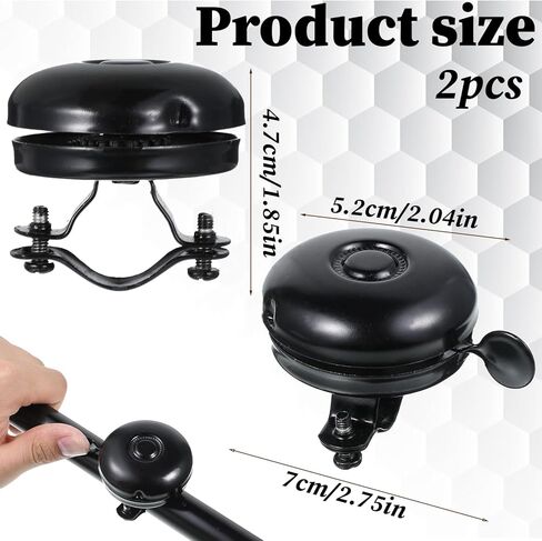 2 Pack Bike Bells Bicycle Bell for Adult Bikes Cycling Horns Classic Black Bike Bell Loud Ringing Sound Bicycle Bells Easy to Install Cycling Accessories for Mountain Road and Commuter Safety Black in Saudi Arabia