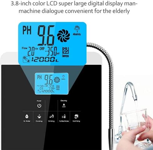 Alkaline Water Ionizer, Smart Home Water Ionizer Up to 800Mv Orp, Ph 3.5-10.5 Alkaline Acid Water Machine, Regulation Valve to Control Ph and Orp/Auto-Cleaning in Saudi Arabia