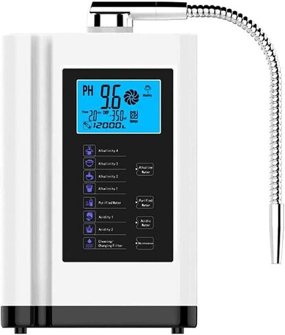 Water Ionizer Purifier Machine 8000L Ph 3.5-10.5 Alkaline Acid Water Machine, Smart Home Water Ionizer Up to 800Mv Orp, 7 Water Settings, Auto-Cleaning,White-White in Saudi Arabia