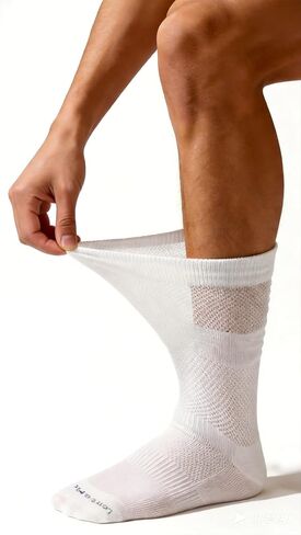 4 Pairs Diabetic Socks for Men,Non Binding Stay-Up Fit,Seamless Toe, Cushion Sole,Breathable,Extra Wide for Sensitive Feet in Saudi Arabia