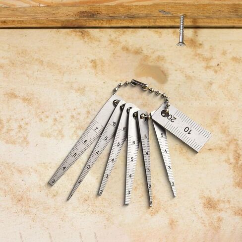 for Stainless Steel Gap Gauge Set 1-5mm/1.5-5.5mm/2-6mm/2.5-6.5mm/1-6mm/3-7.5mm/20mm, 7-Piece Tapered Feeler Gauge with Pocket-Sized Ruler in Saudi Arabia