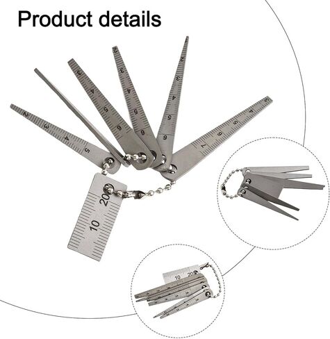 for Stainless Steel Gap Gauge Set 1-5mm/1.5-5.5mm/2-6mm/2.5-6.5mm/1-6mm/3-7.5mm/20mm, 7-Piece Tapered Feeler Gauge with Pocket-Sized Ruler in Saudi Arabia