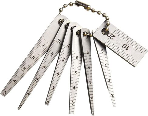 for Stainless Steel Gap Gauge Set 1-5mm/1.5-5.5mm/2-6mm/2.5-6.5mm/1-6mm/3-7.5mm/20mm, 7-Piece Tapered Feeler Gauge with Pocket-Sized Ruler in Saudi Arabia