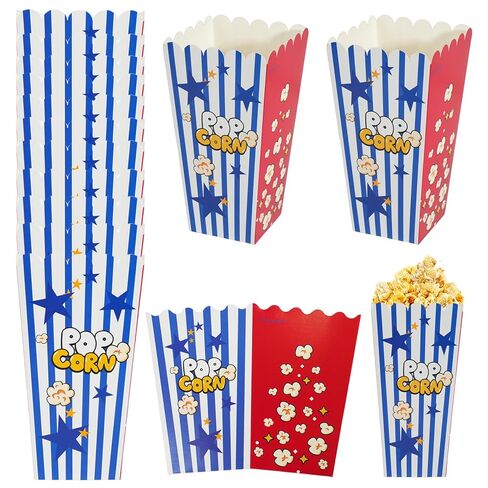 36 Pack Large Popcorn Boxes, 7.87x4.13 Inch Cardboard Popcorn Containers, Pink and White Striped Popcorn Bags for party, Carnival Party, Movie Night Supplies (Pink L) in Saudi Arabia