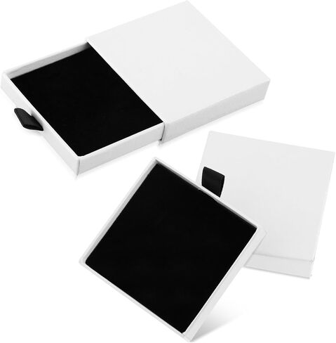 2Pcs Jewelry Gift Box Bracelet Gift Boxes Cardboard Jewelry Box Square Necklace Earring Bracelet Gift Box Kraft Organizer Storage Box for Jewellery (Black) in Saudi Arabia