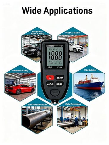 Paint Thickness Gauge for Cars | Paint Thickness Gauge for Used Car Buyers – 0-51 mil Accident-Repair Detector, Fe&NFe Auto Probe Coating Thickness Gauge, 6-Foil Calibrated Paint Meter & Depth Gauge in Kuwait