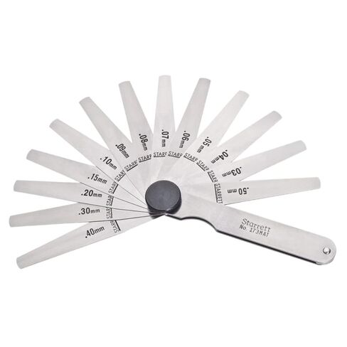 Starrett Tempered Steel Metric Thickness Gage with Tapered Leaves, Locking Device, Rugged and Substanial Steel Case - 0.03-0.50mm Thickness, 13 Leaves - 173MAT in Saudi Arabia