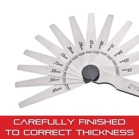 Starrett Tempered Steel Metric Thickness Gage with Tapered Leaves, Locking Device, Rugged and Substanial Steel Case - 0.03-0.50mm Thickness, 13 Leaves - 173MAT in Saudi Arabia