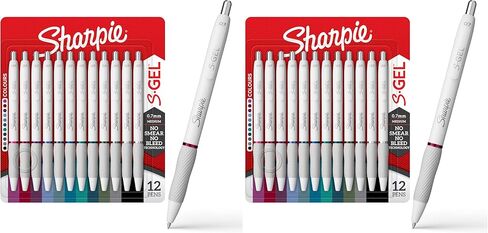 أقلام Sharpie S-Gel ، أقلام هلام برميل ، جسم بيرل أبيض ، نقطة متوسطة (0.7 مم) ، ألوان حبر جريئة ، 12 عددًا in Kuwait