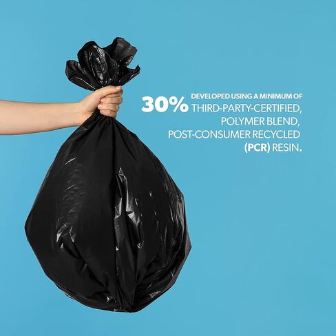 Eco-Blend Max 40-45 Gallon Can Liner by Heritage Bag Co. (150 Pack) 40"x46" 0.8mil Clear. Made with 30% PCR in Saudi Arabia