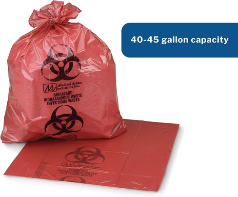 McKesson Infectious Waste Bag, Biohazard, Star Sealed Bottom, Red, 1.25 Mil, 40 to 45 gal, 40 in X 46 in, 150 Count in Saudi Arabia