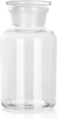 Lab Glass Reagent Bottle, Wide Mouth Borosilicate Glass Storage Bottle with Ground Stopper, 500ml, Clear in Kuwait