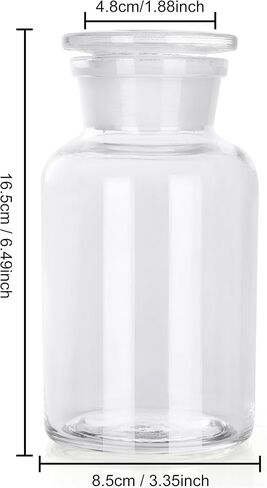 Lab Glass Reagent Bottle, Wide Mouth Borosilicate Glass Storage Bottle with Ground Stopper, 500ml, Clear in Kuwait