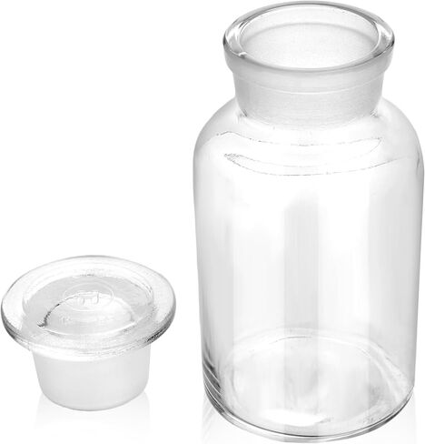 Lab Glass Reagent Bottle, Wide Mouth Borosilicate Glass Storage Bottle with Ground Stopper, 500ml, Clear in Kuwait