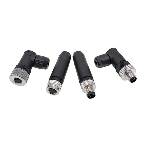 M8 Sensor Connector Non-Welding Screw Connection Metal A Code Bend Angle 3pin 4pin IP68 Straight Connectors 1Pcs(M8-4F Metal) in Kuwait