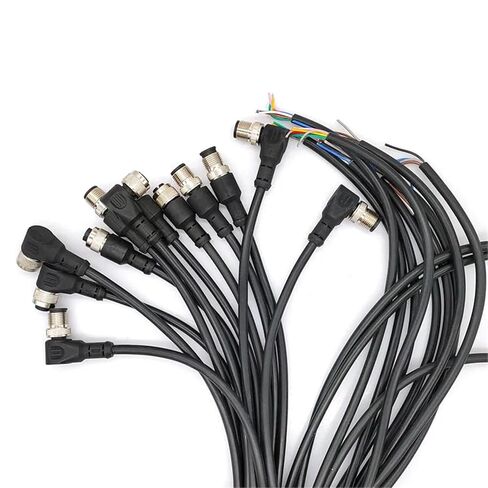 M12 الاستشعار موصل كابل المقابس الذكور والإناث 4 5 8Pin + 2 متر PVC خط نوع موصلات 1 قطعة (زاوية ذكر 4p) in Saudi Arabia