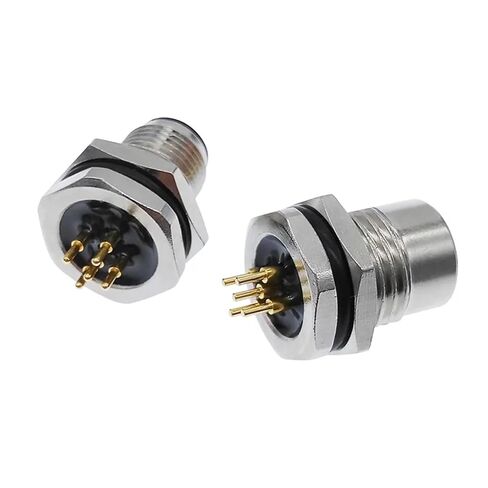 PCB Sensor Connector M12 Front Panel Nut Flange Socket M1216 Connectors 4 5 8pin Screw Threaded Coupling Male Female 1Pcs(Female 5pin) in Saudi Arabia