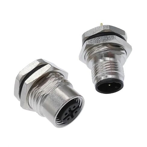 PCB Sensor Connector M12 Front Panel Nut Flange Socket M1216 Connectors 4 5 8pin Screw Threaded Coupling Male Female 1Pcs(Female 5pin) in Saudi Arabia