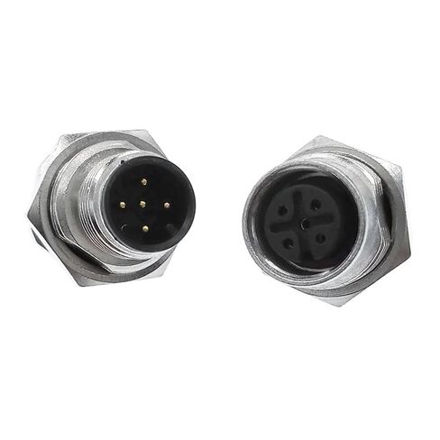 PCB Sensor Connector M12 Front Panel Nut Flange Socket M1216 Connectors 4 5 8pin Screw Threaded Coupling Male Female 1Pcs(Female 5pin) in Saudi Arabia