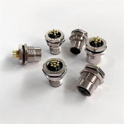 PCB Sensor Connector M12 Front Panel Nut Flange Socket M1216 Connectors 4 5 8pin Screw Threaded Coupling Male Female 1Pcs(Female 5pin) in Saudi Arabia