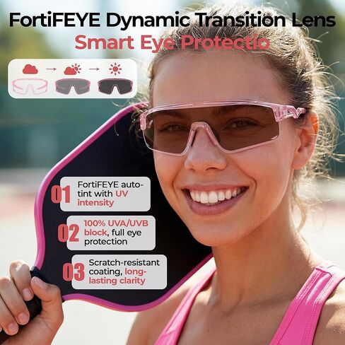 Pickleball Glasses for Men Women, Auto-Tinting Pickleball Safety Glasses with ANSI Z87.1,Pickleball Eye Protection in Kuwait