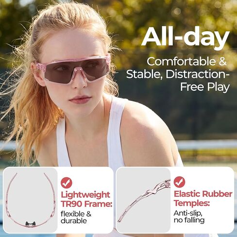 Pickleball Glasses for Men Women, Auto-Tinting Pickleball Safety Glasses with ANSI Z87.1,Pickleball Eye Protection in Kuwait