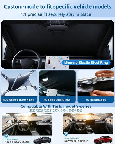 2025 تم ترقية Sunshade لـ Tesla Model 3 Model Y Windshield Sun Shade ، تصميم OEM ، النافذة الأمامية Sunshade لـ Tesla Model 3/Y مع حقيبة منظم ، هدايا لأصحاب Tesla (Fit Model Y/3 Highland) in Kuwait