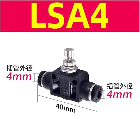 Regulating valve LSA4/6/8/10/12 MM pipeline one-way throttle valve trachea quick-insert joint restrictor valve PASA(Lsa4(black)) in Saudi Arabia