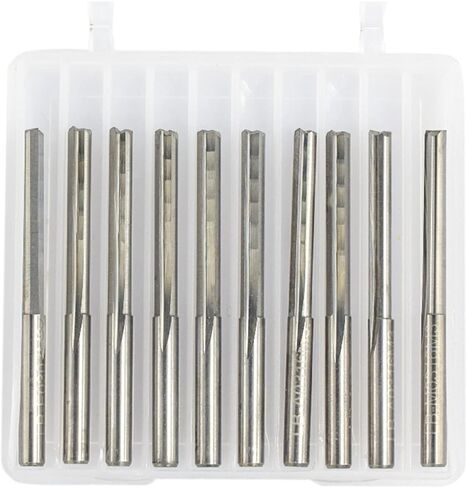 مجموعات مطحنة نهاية 10 قطعة لقمة توجيه CNC 2 مزامير قاطعة طحن مستقيمة للخشب MDF البلاستيك 3.175 مم عرقوب كربيد نهاية مطحنة أدوات النجارة (10 قطع 3.175 × 22 مم) in Kuwait