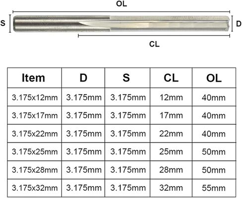 مجموعات مطحنة نهاية 10 قطعة لقمة توجيه CNC 2 مزامير قاطعة طحن مستقيمة للخشب MDF البلاستيك 3.175 مم عرقوب كربيد نهاية مطحنة أدوات النجارة (10 قطع 3.175 × 32 مم) in Kuwait