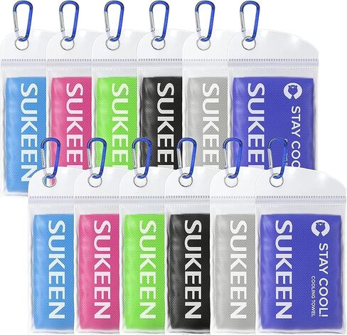 Sukeen 12 Pack Cooling Sports Towel Bulk (40"x12"), Quick-drying Neck Cooling Wraps, Soft & Breathable Microfiber Ice Towel for Athletes, Sports Fitness Enthusiasts in Gym, Workers in Outdoor Summer in Kuwait