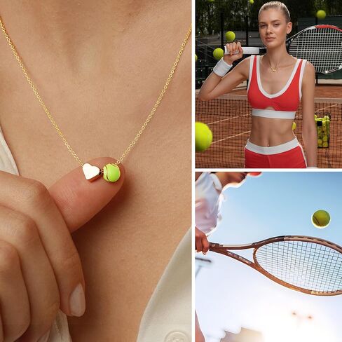 Turandoss Sports Necklace for Women, 14K Gold Plated Heart Pendant Soccer Football Basketball Necklaces for Women Gold Pickleball Volleyball Tennis Softball Necklace Gifts for Sports Lovers Fans Teams in Saudi Arabia