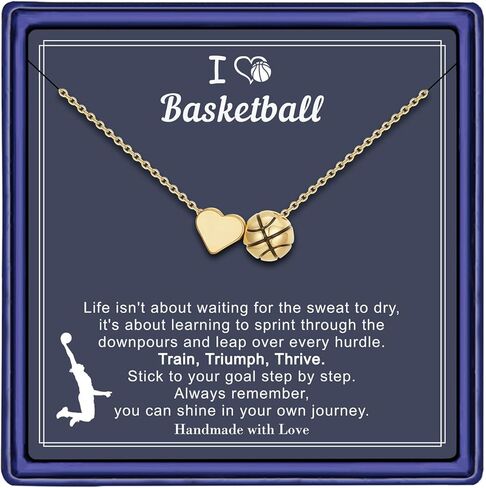 Turandoss Sports Necklace for Women, 14K Gold Plated Heart Pendant Soccer Football Basketball Necklaces for Women Gold Pickleball Volleyball Tennis Softball Necklace Gifts for Sports Lovers Fans Teams in Saudi Arabia
