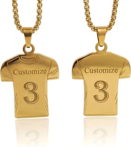 Custom Number Necklace for Men Soccer Ball Fans Athletes Stainless Steel Pendant Necklace 22"+2" Adjustable Chain Personalized Lucky Jersey Number Jewelry Gift in Saudi Arabia