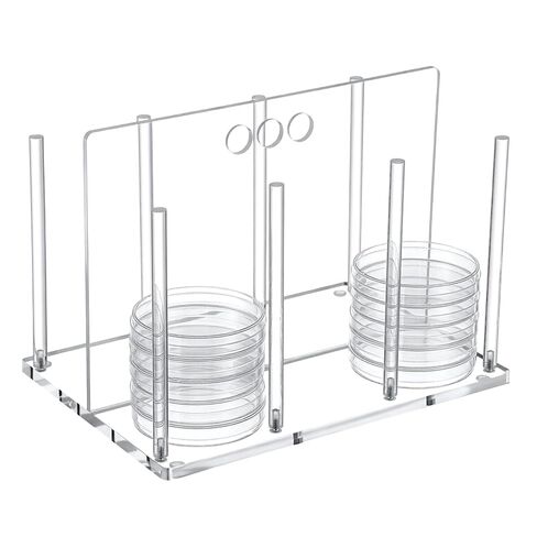 حامل أطباق بيتري من لينوسين بسعة 90 مم يحمل ما يصل إلى 60 طبقًا، موزع أطباق بيتري من الأكريليك الشفاف، منظم تخزين قابل للتكديس في المختبر مع وسادات مضادة للانزلاق، قابل للفصل وسهل التنظيف in Kuwait