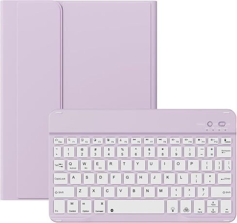 kenke Case with Keyboard for iPad Air 11 inch 7th (M3/M2) 2025/2024 & Air 5th/4th Generation 10.9 Inch with Right Pencil Holder, 7-Color Backlit Wireless Detachable Folio Keyboard Cover, Purple in Kuwait