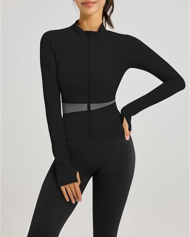 Waist Length Jackets for Women - Full Zip Athletic Track Tops with Thumb Holes Pockets in Saudi Arabia
