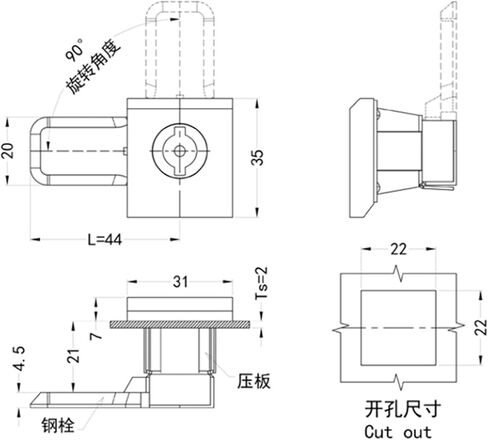 Zinc Alloy Or Stainless Steel Cam Lock XJJ-MS813 with Handle 1Pcs(1) in Saudi Arabia