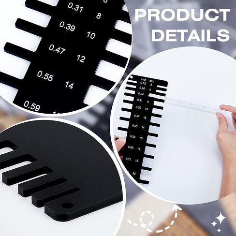 مقياس سمك الأكريليك الأسود من BENECREAT، أداة فحص بحجم مطلي 8.1 × 3.1 × 0.1 بوصة، أداة قياس محمولة لفحص حجم الزجاج in Saudi Arabia