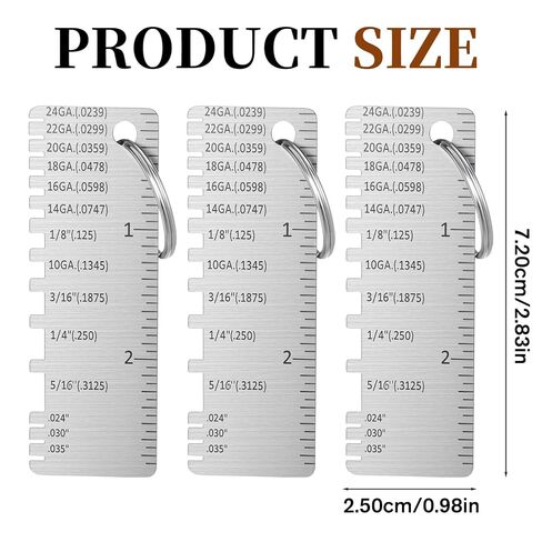 3 PCS Stainless Steel Wire Gauge Measuring Tool, Wire/Metal Sheet Thickness Gauge Portable Welding Gage Plated Size Inspection Tool Welding Tools Accessories in Saudi Arabia