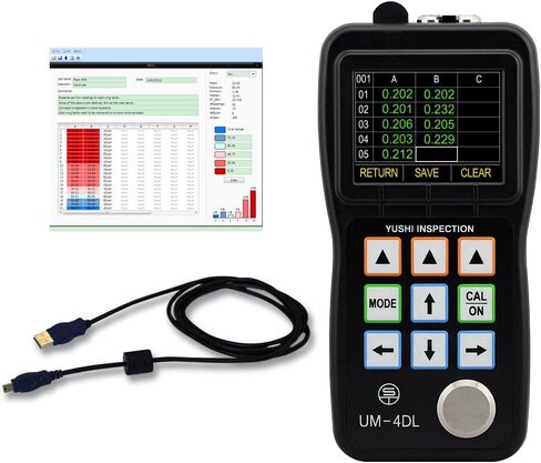 YUSHI UM-4DL Ultrasonic Thickness Gauge/Tester/Meter, 0.025'' to 20'' / TC510 Probe, Through Paint & Coatings & Data Logger,A-scan Snapshot,Interchangeable Probe/Transducer Option Available in Saudi Arabia