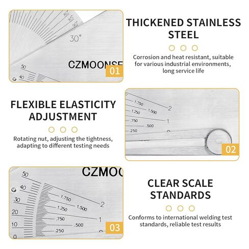 SKEW-T Stainless Steel Oblique Welding Inspection Ruler Angle Weld Gauge Welding Point Measurement Gauge Welding Angle Gauge ulnar Test Ruler in Kuwait